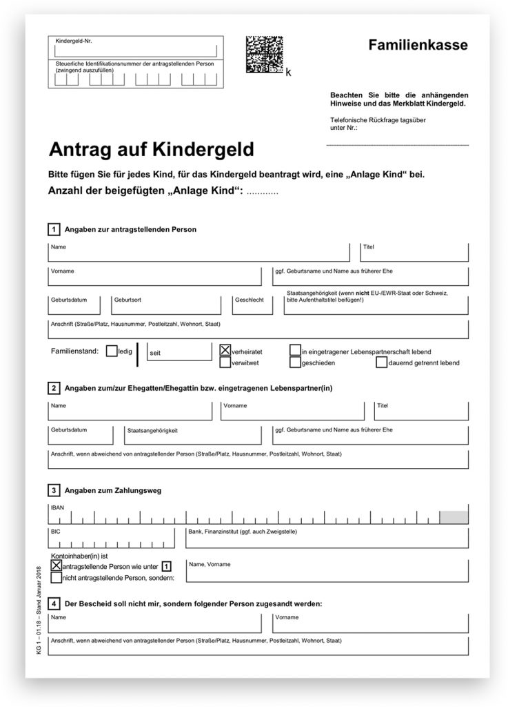 Kindergeldantrag zum Ausdrucken